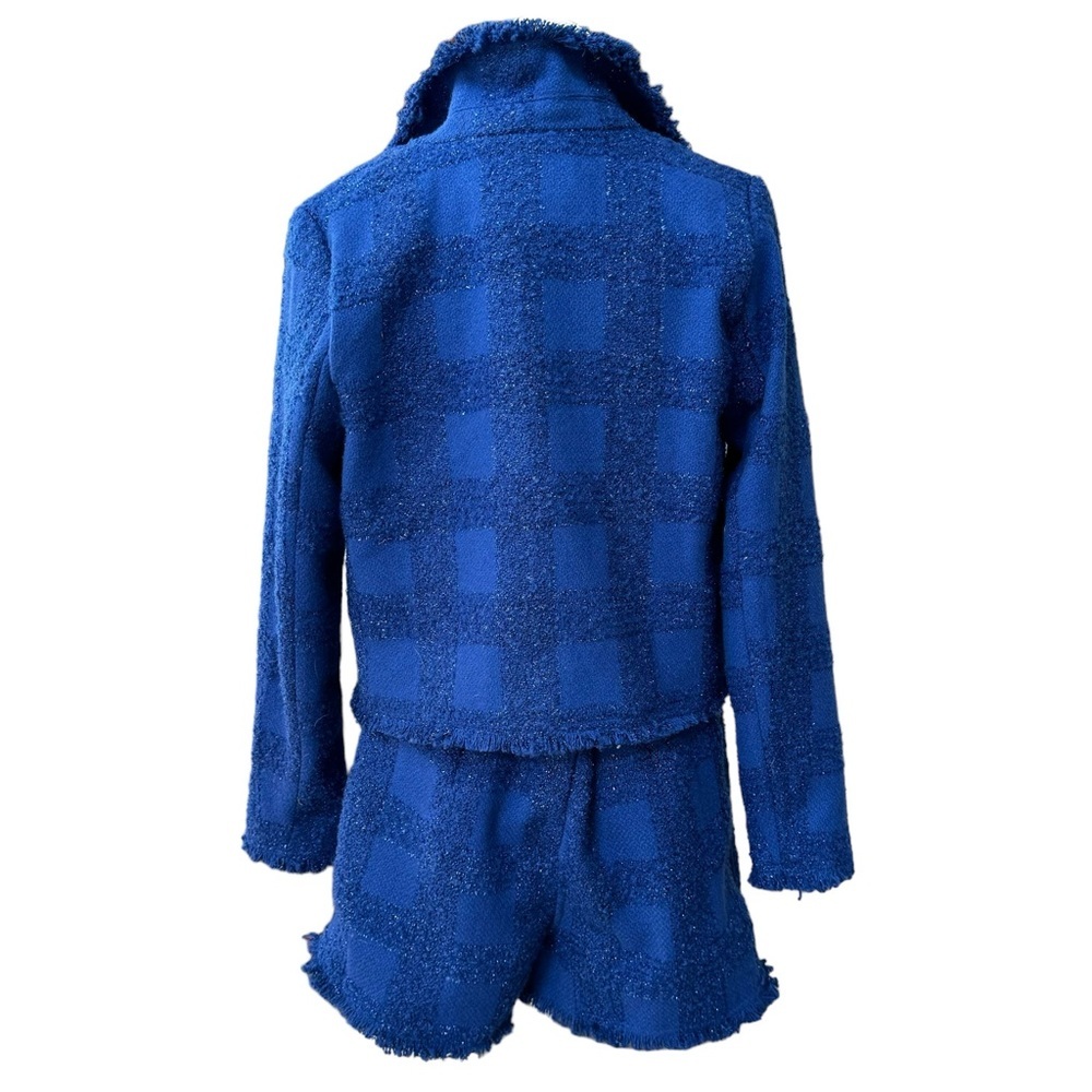 House of Harlow 1960‎ Womens 2pc Blue Wool Tweed Blazer & Skirt(Skort) Set Sz. M - Picture 4 of 16